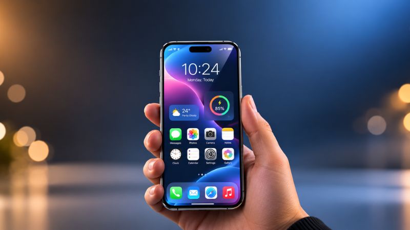 Iphone display front site holding in on display