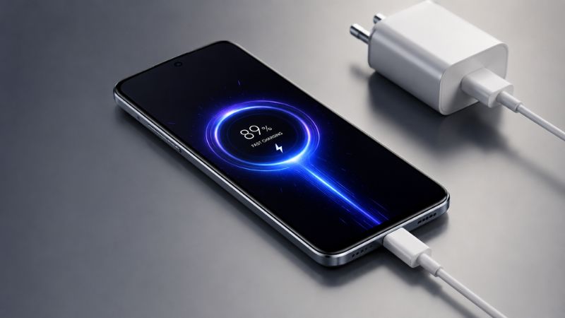 Redmi long battery backup और fast charging support वाला premium smartphone.