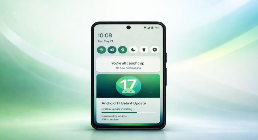 Android 17 Beta 4 update UI and notification panel on Pixel device