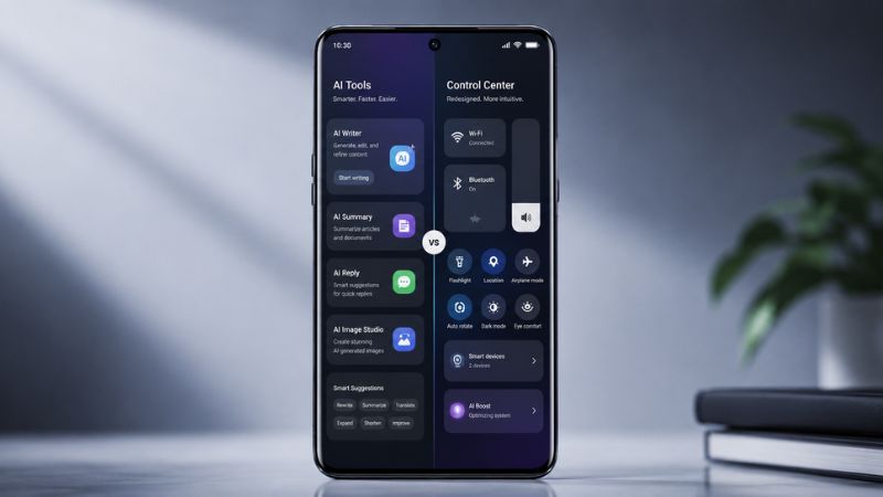 OnePlus OxygenOS 16.1 AI tools and interface comparison preview