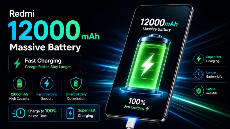 Redmi 12000mAh battery phone with fast charging support