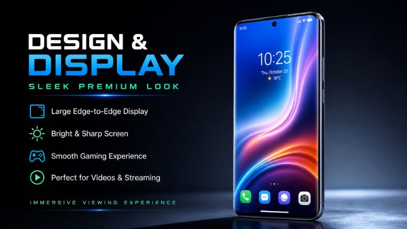 Premium smartphone design with edge-to-edge display and vibrant screen